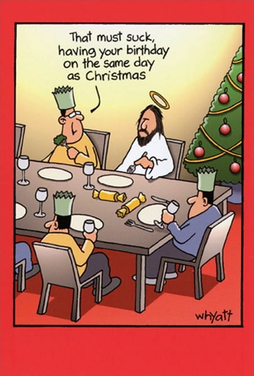 Nobleworks Birthday on the Same Day Tim Whyatt Humorous / Funny Christmas Card (1 card/1 envelope)