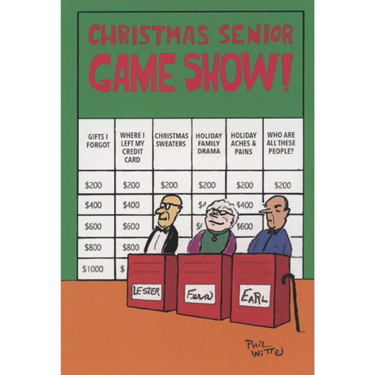 Nobleworks Christmas Senior Jeopardy Philip Witte Humorous / Funny Christmas Card (1 card/1 envelope)