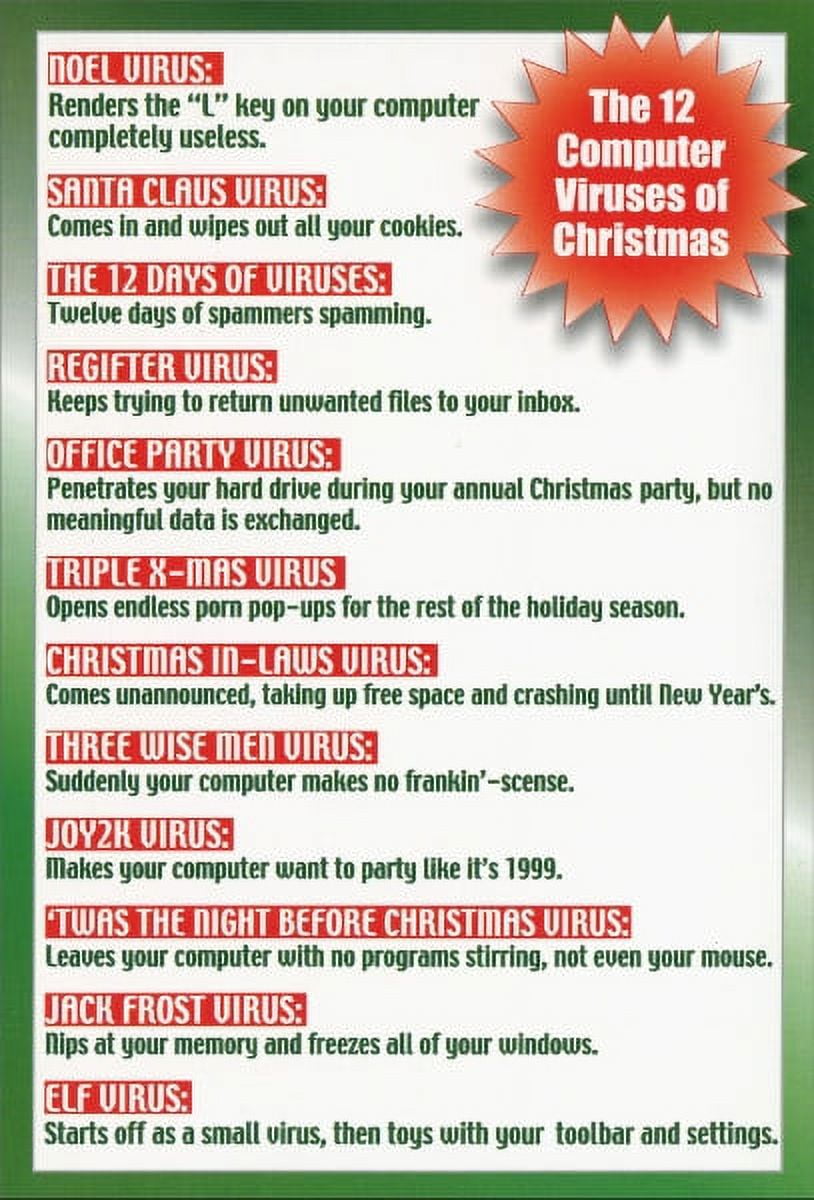 Nobleworks Christmas Virus Funny / Humorous Christmas Card (1 card/1 envelope)