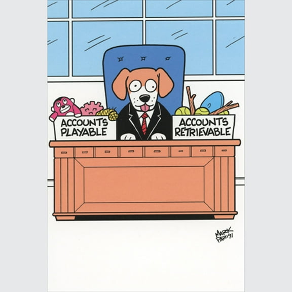 Nobleworks Dog at Desk: Accounts Playable Funny / Humorous Administrative Professionals Day Card