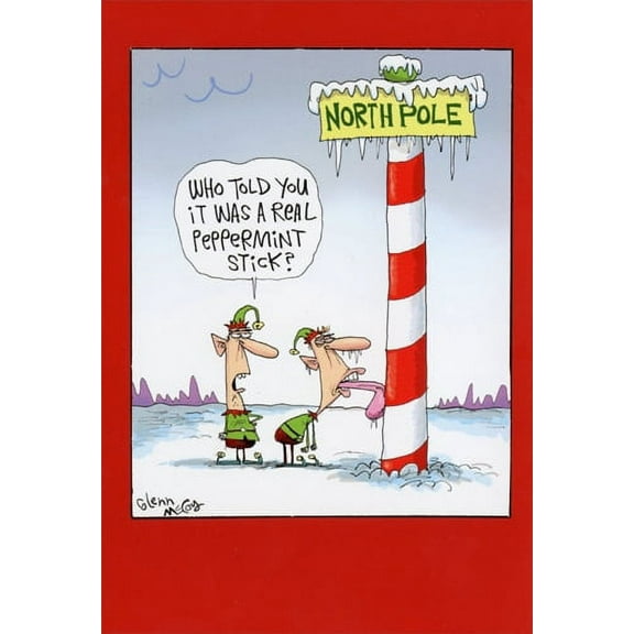 Nobleworks Elf Frozen Tongue Funny Glenn McCoy Christmas Card (1 card/1 envelope)