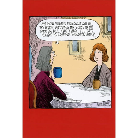 Nobleworks Foot In Mouth Dave Coverly Humorous / Funny New Year Card (1 card/1 envelope)