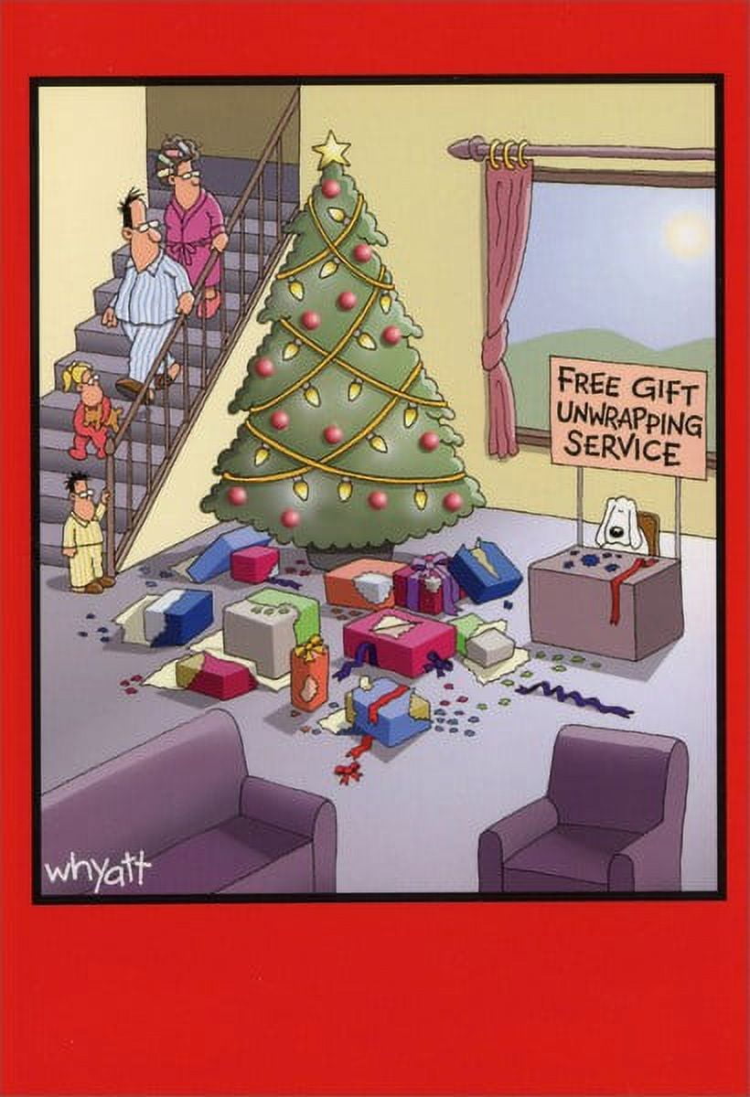 Nobleworks Gift Unwrapping Service Funny / Humorous Christmas Card (1 ...