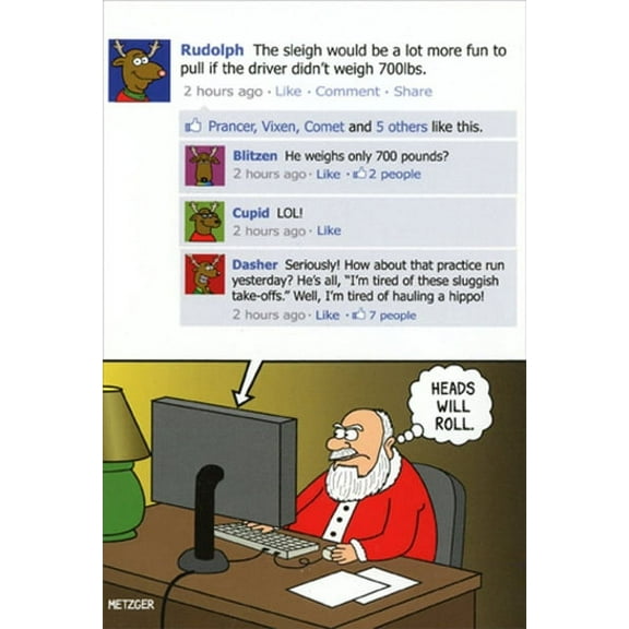 Nobleworks Heads Will Roll Humorous / Funny Scott Metzger Christmas Card (1 card/1 envelope)