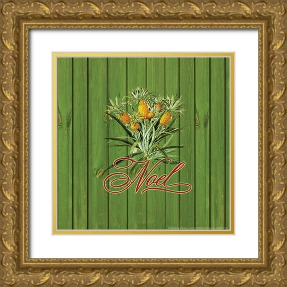 Nobleworks, Inc. 12x12 Gold Ornate Wood Framed with Double Matting Museum Art Print Titled - Noel
