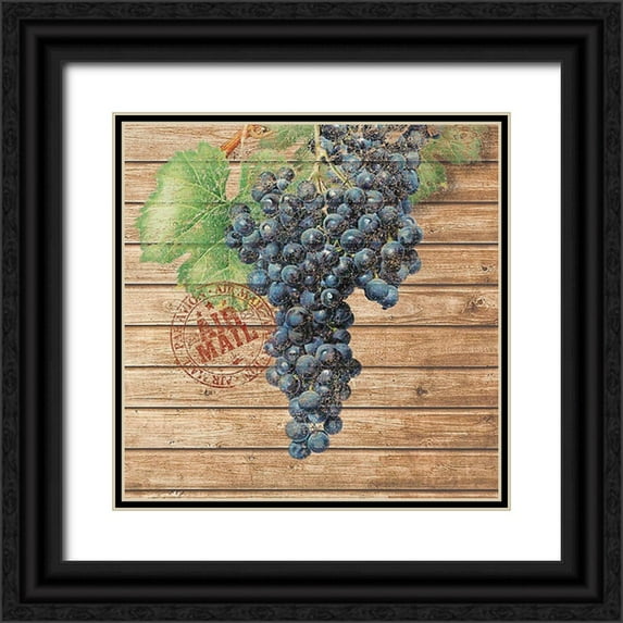 Nobleworks Inc. 20x20 Black Ornate Wood Framed with Double Matting Museum Art Print Titled - Grape Crate I