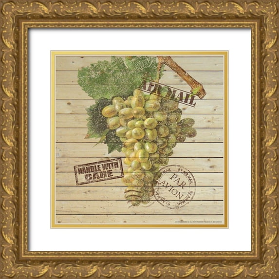 Nobleworks, Inc. 20x20 Gold Ornate Wood Framed with Double Matting Museum Art Print Titled - Grapes E