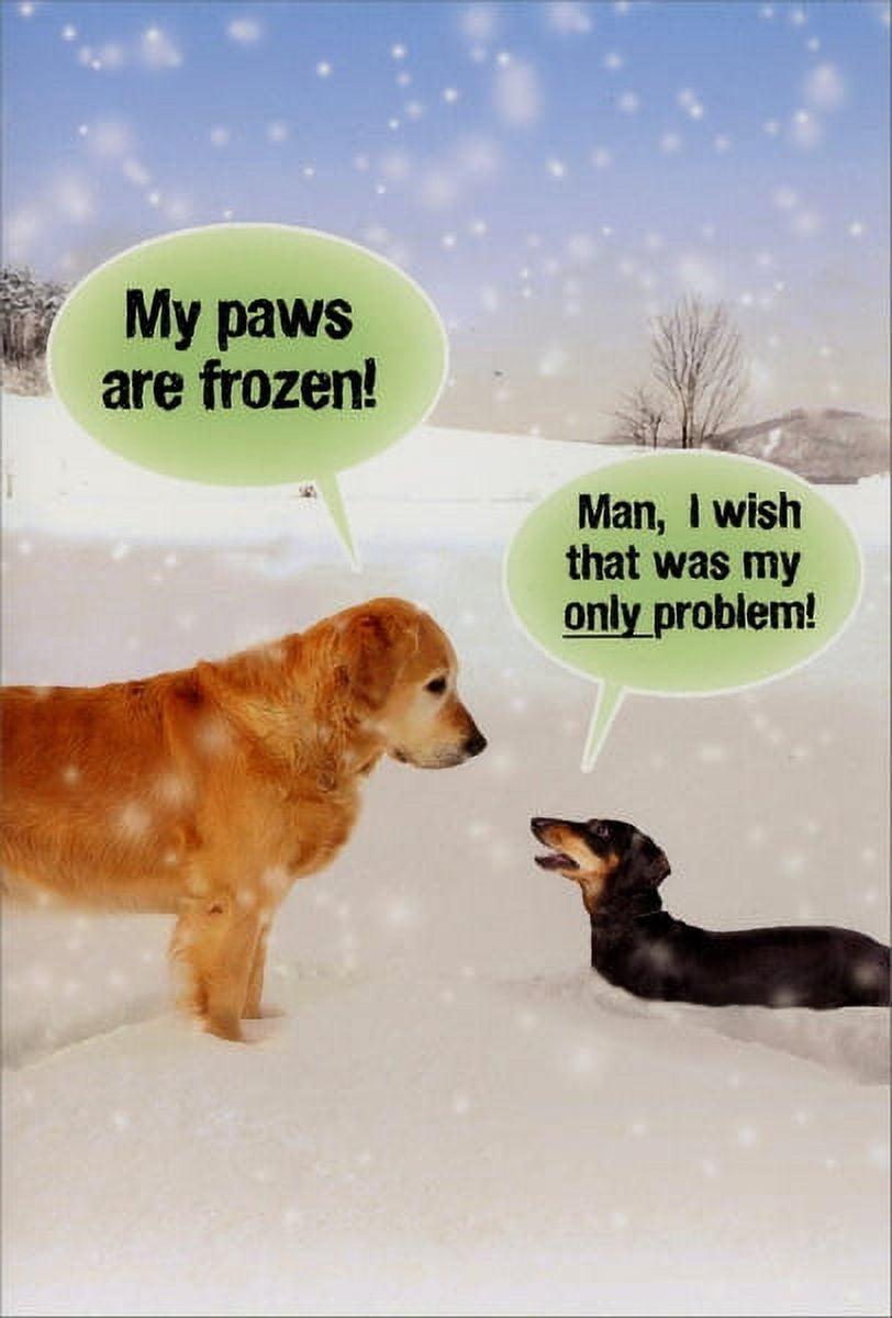 Nobleworks Paws are Frozen Funny Dog Christmas Card (1 card/1 envelope)