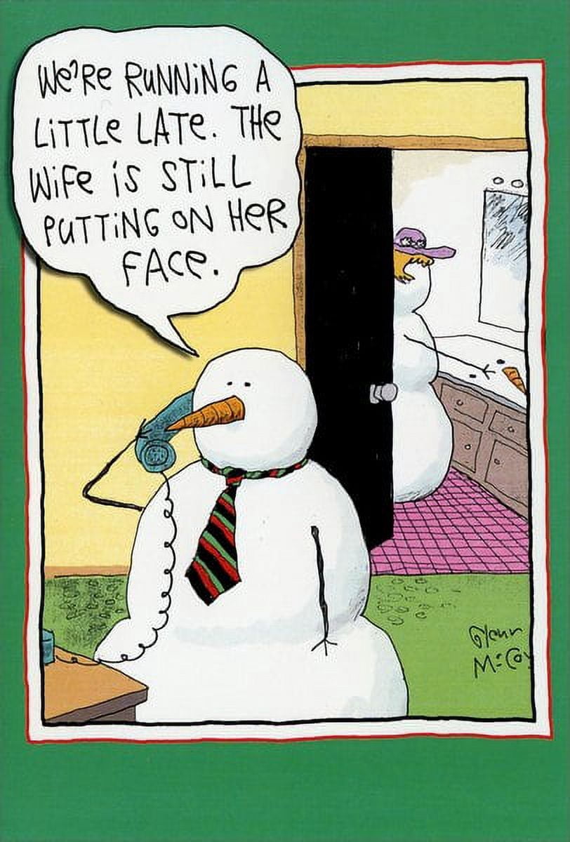 Nobleworks Putting on Her Face Funny / Humorous Snowman Christmas Card ...