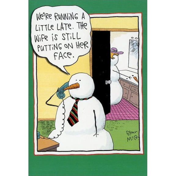 Nobleworks Putting on Her Face Funny / Humorous Snowman Christmas Card (1 card/1 envelope)