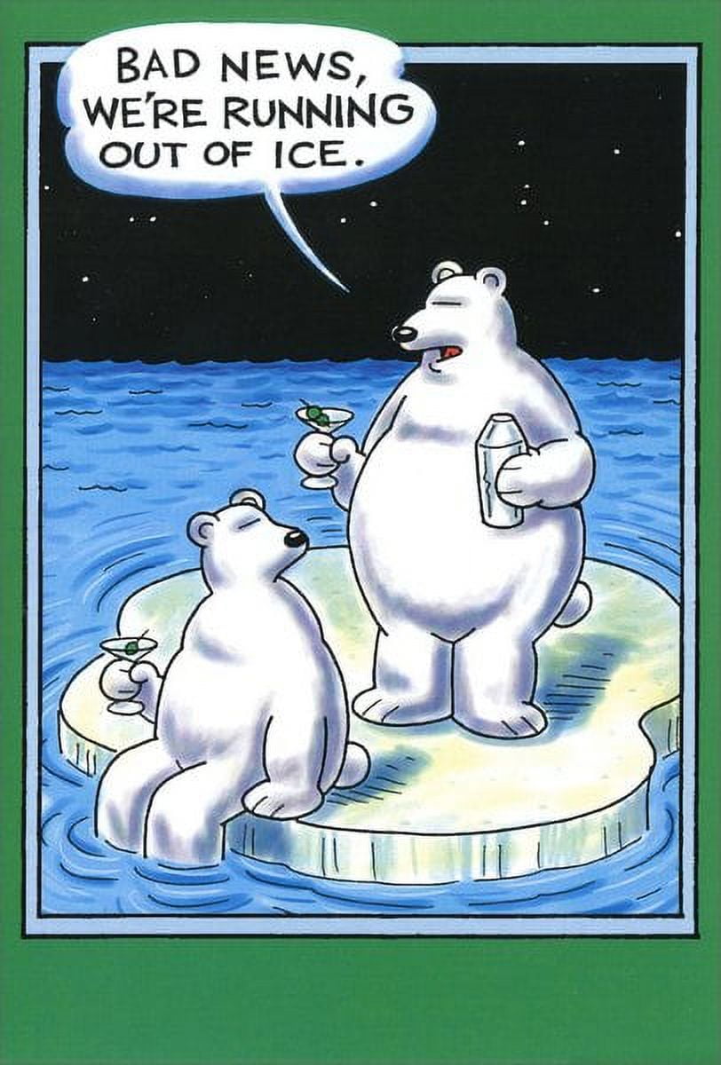 Nobleworks Running Out of Ice Funny / Humorous Bear Christmas Card (1 card/1 envelope)