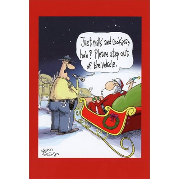 Nobleworks Santa Just Milk and Cookies Glen McCoy Humorous / Funny Christmas Card (1 card/1 envelope)