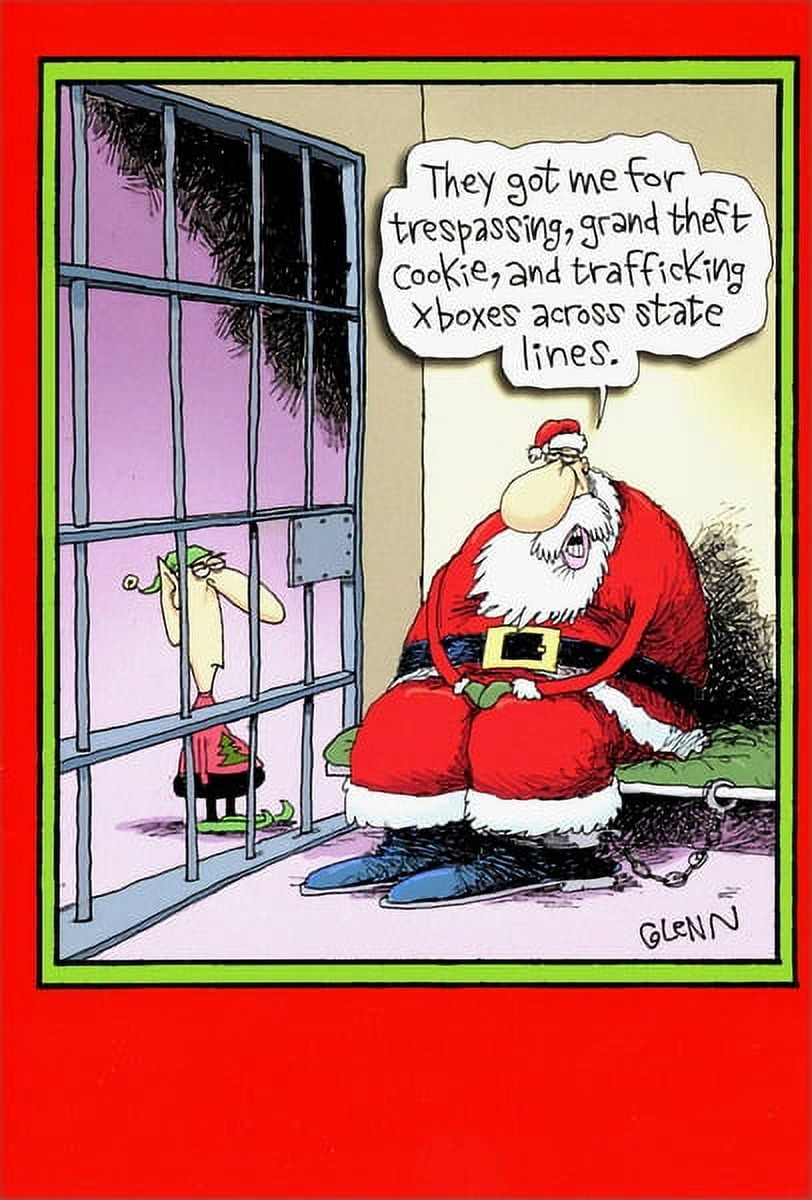 Nobleworks Santa in Jail Funny / Humorous Christmas Card (1 card/1 envelope)
