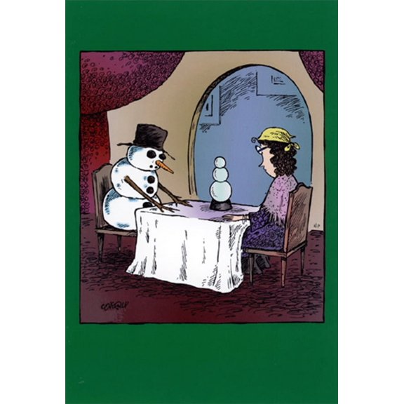 Nobleworks Snowman Crystal Ball Funny Christmas Card (1 card/1 envelope)