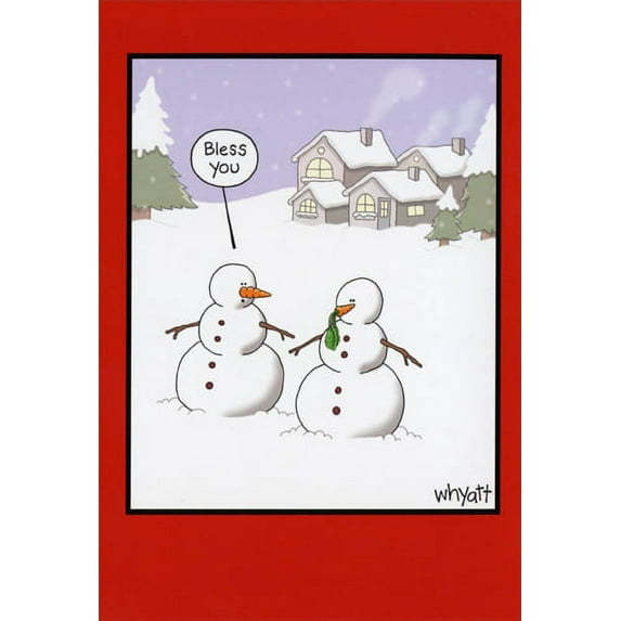 Nobleworks Snowman Sneeze Funny Tim Whyatt Christmas Card (1 card/1 envelope)