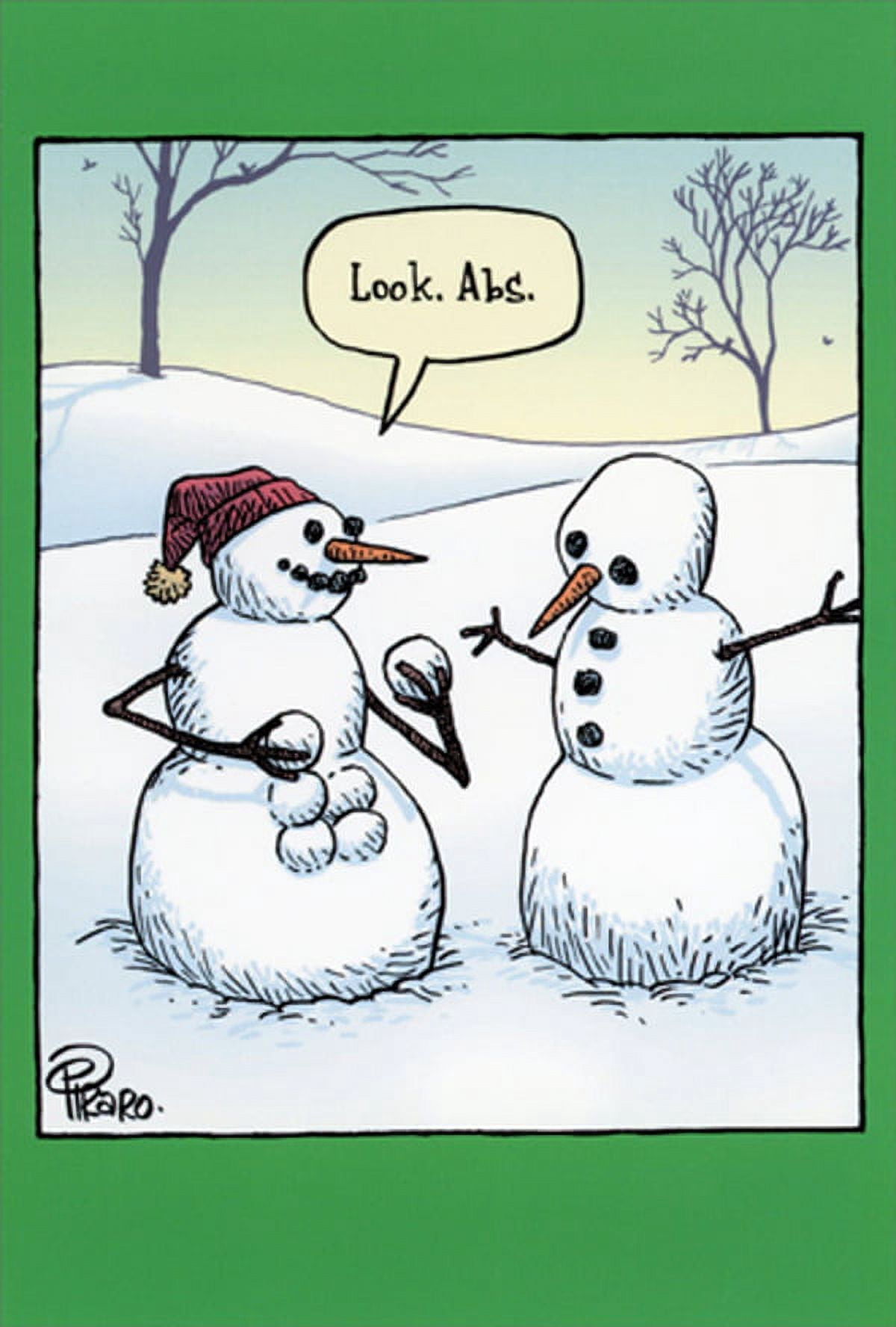 Nobleworks Snowman with Snowball Abs Funny / Humorous Christmas Card (1 ...