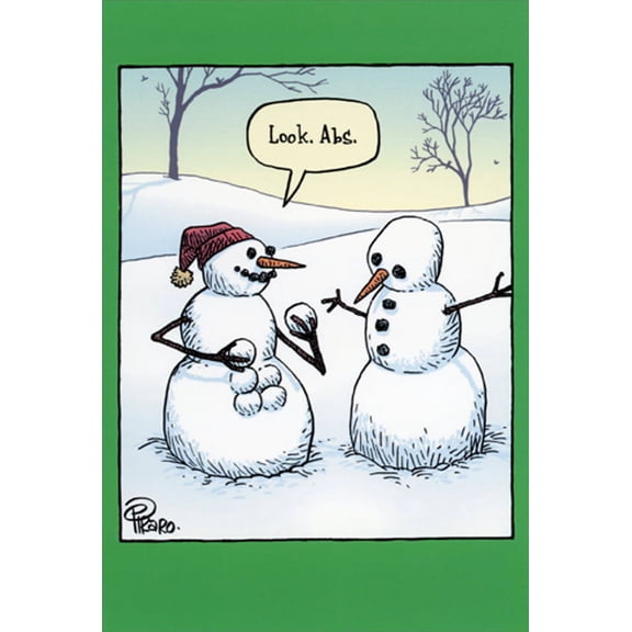 Nobleworks Snowman with Snowball Abs Funny / Humorous Christmas Card (1 card/1 envelope)