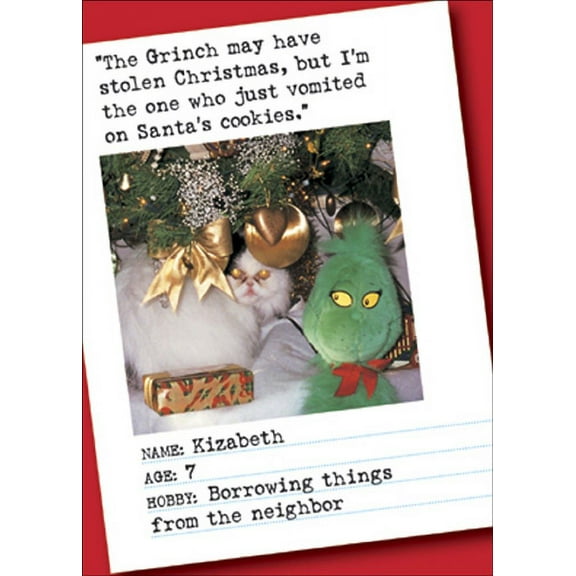Nobleworks Vomited on Cookie Bad Cat Funny / Humorous Christmas Card
