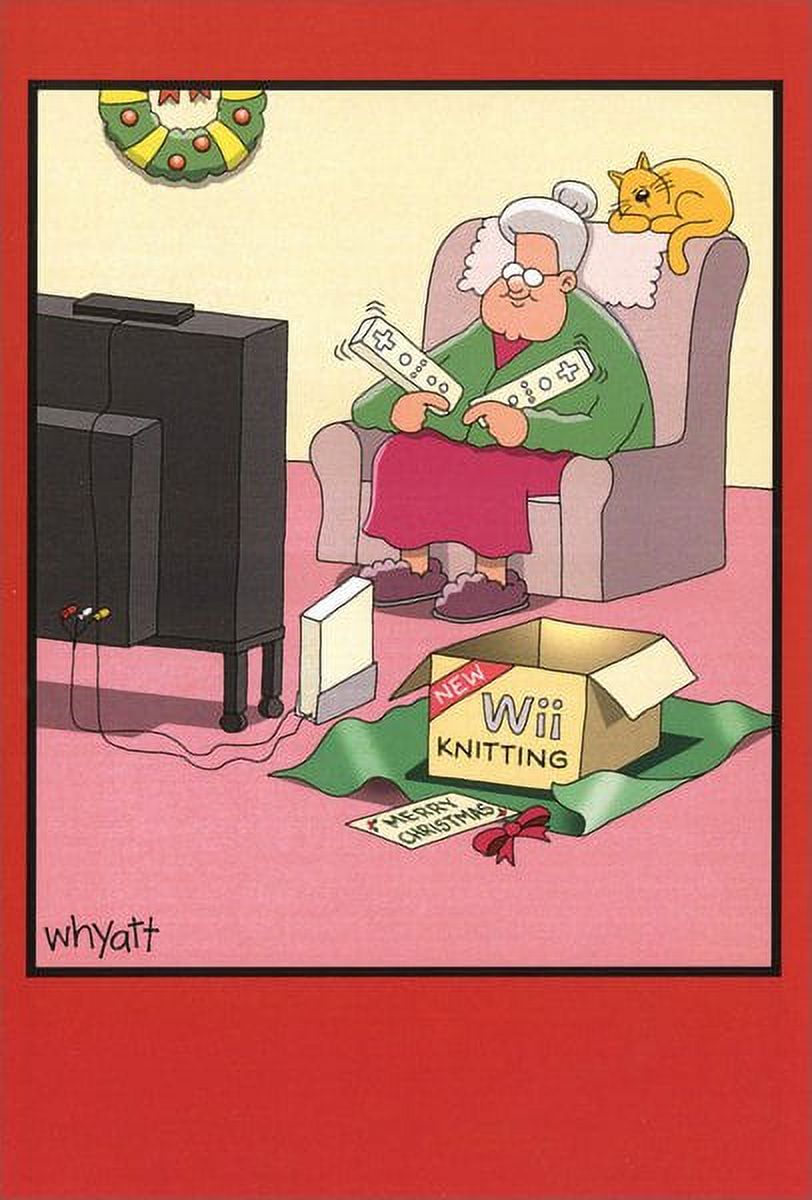 Nobleworks Wii Knitting Funny / Humorous Christmas Card (1 card/1 envelope)