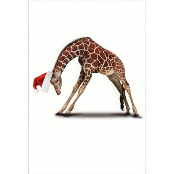 Nobleworks Zoo Yoga Giraffe Humorous / Funny Christmas Card (1 card/1 envelope)