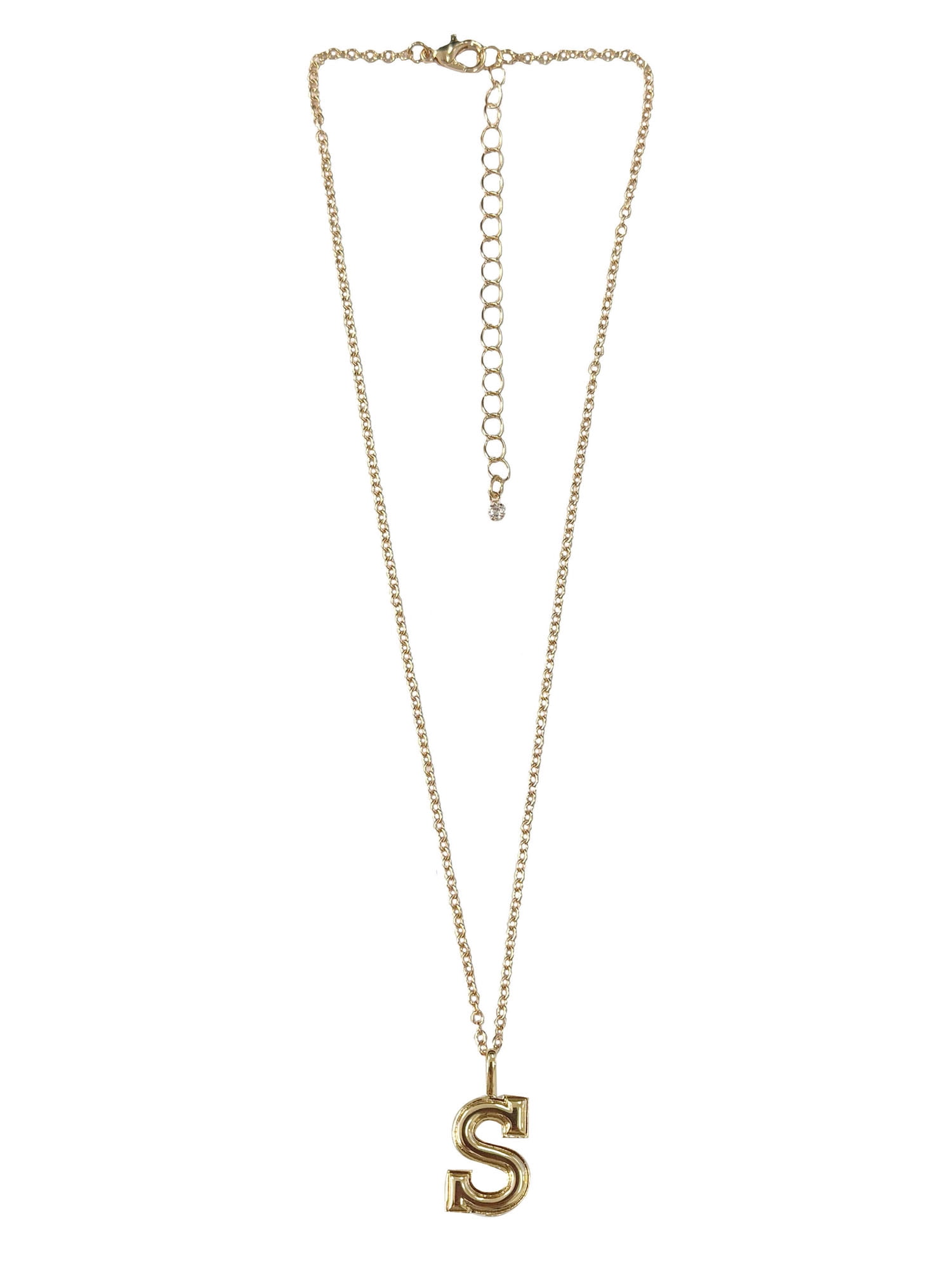 No Boundaries Essentials Varsity Initial "S" Gold-Plated Necklace