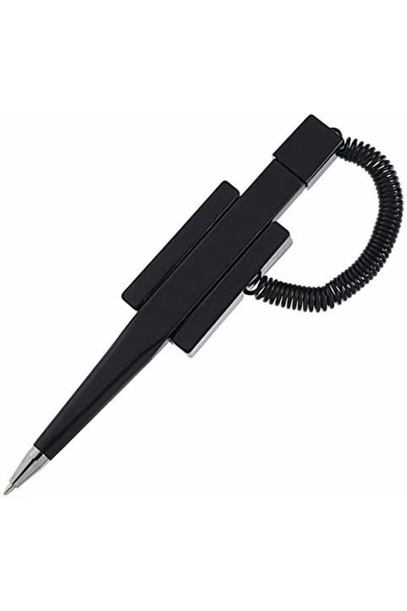 Nobo Pack of 50 Counter Coil Corded Wedgy Pen with Adhesive Backing, Black Ink