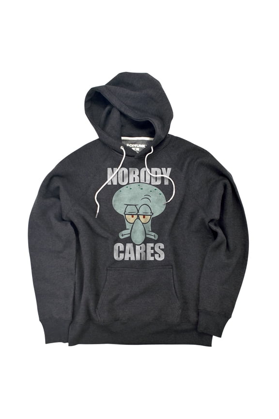 Nobody Cares Meme Unisex Adult Slim Fit Pull-Over Heather Hoodie, Charcoal, Small