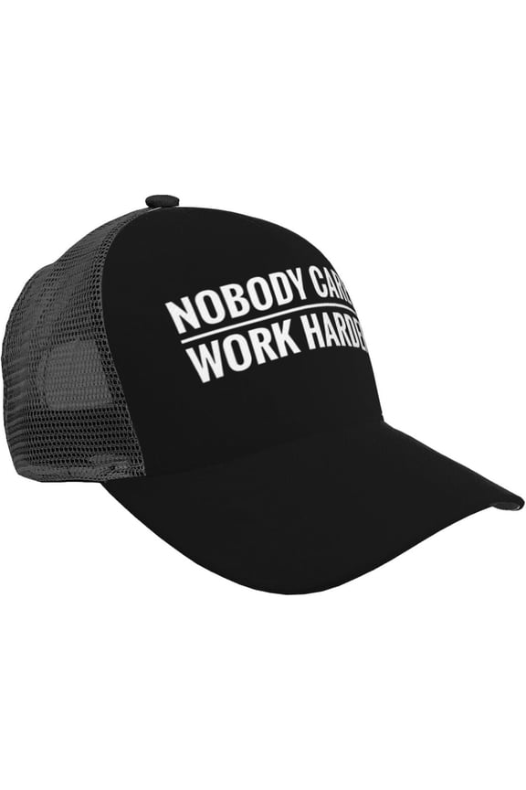 Nobody Cares Work Harder Mesh Baseball Hat Adjustable Curved Brim Baseball Cap Unisex