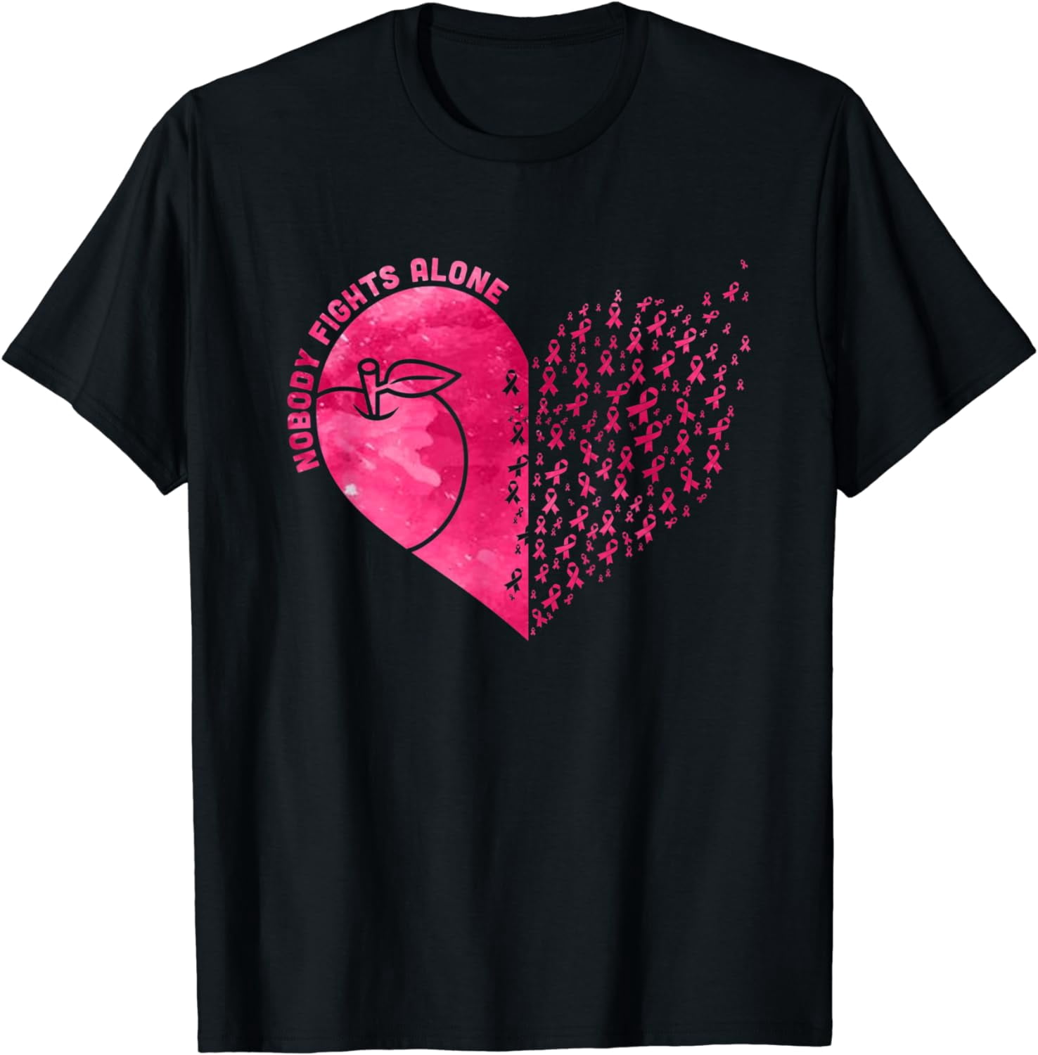 T-shirt Homme 'Breast Cancer Awareness Nobody Fights Alone' - Marque Gildan Heavy Weight, 100% Coton, Coupe Loose - Neuf Sur Commande Sans étiquettes