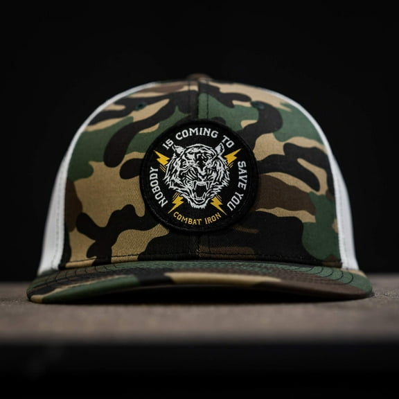 Nobody Is Coming To Save You Patch Snapback Hat Bdu Camo / White