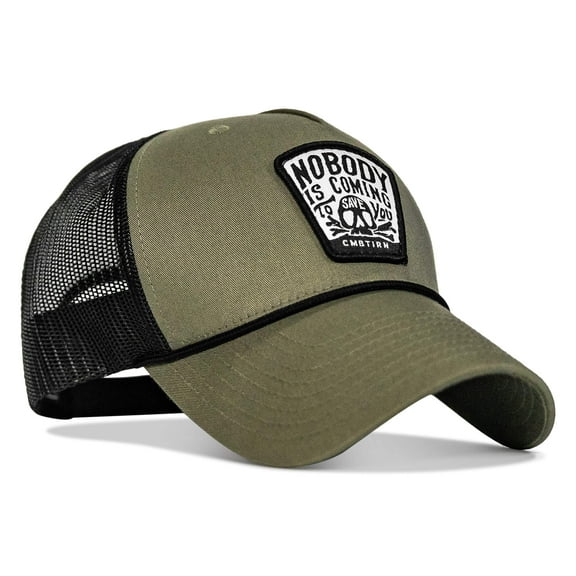 Nobody Is Coming To Save You Skull Patch Rope Snapback Military Green / Black