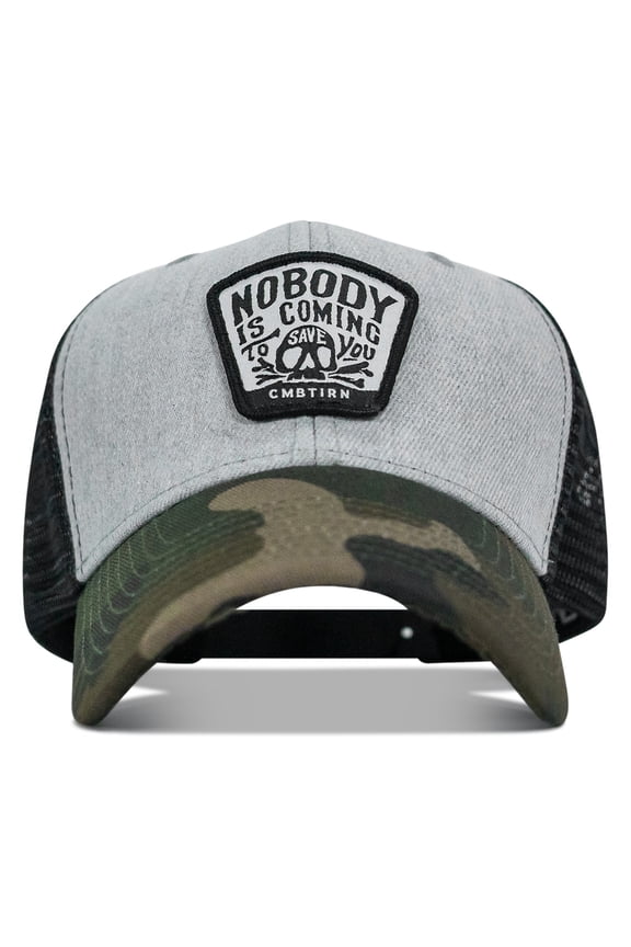Nobody Is Coming To Save You Skull Patch Snapback Hat Bdu Camo / Gray / Black