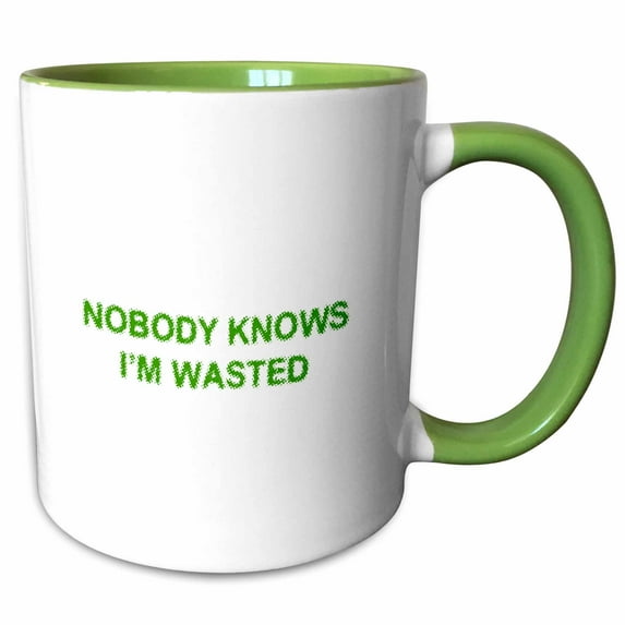 3drose, Nobody Knows Im Wasted, 15oz Two-tone Green Mug