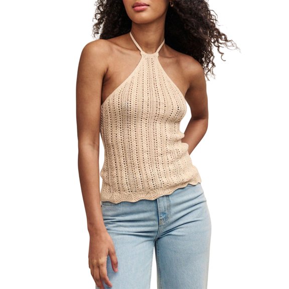 Nobody�'s Child Womens Crochet Halter Neck Top