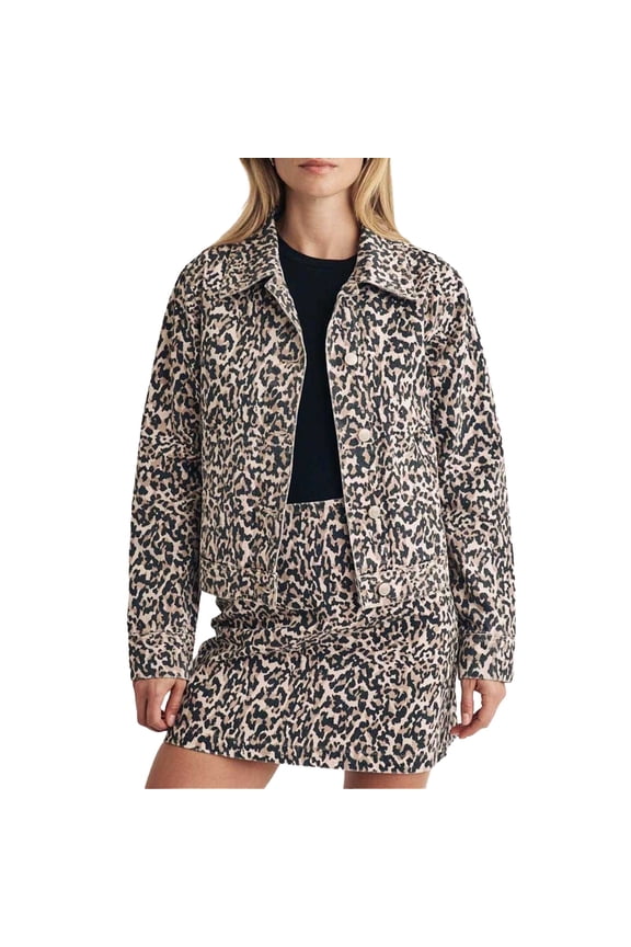 Nobody�'s Child Womens Frankie Leopard Print Denim Jacket