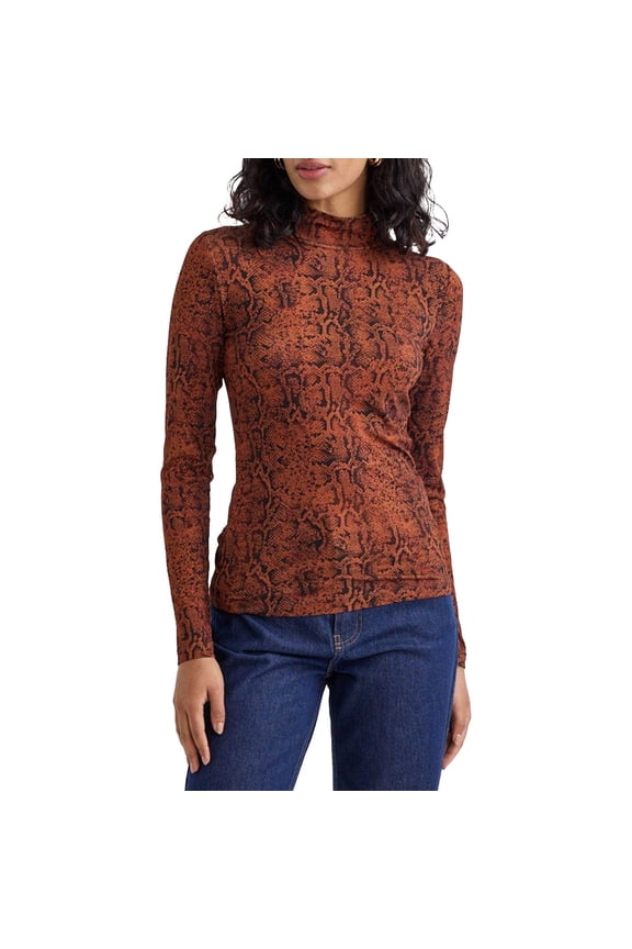 Nobody�'s Child Womens Lyra Snake Print Funnel Neck Long-Sleeved Top