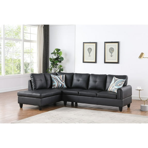 Nobu 97" Wide 2 Pieces Faux Leather Left Facing Sofa Set