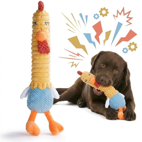 Nocciola 3-in-1 Discovery Chicken Dog Toy, Plush Squeaky Toy with Peel-Away Layers & Durable Rubber Squeaker Core, 11 Inches