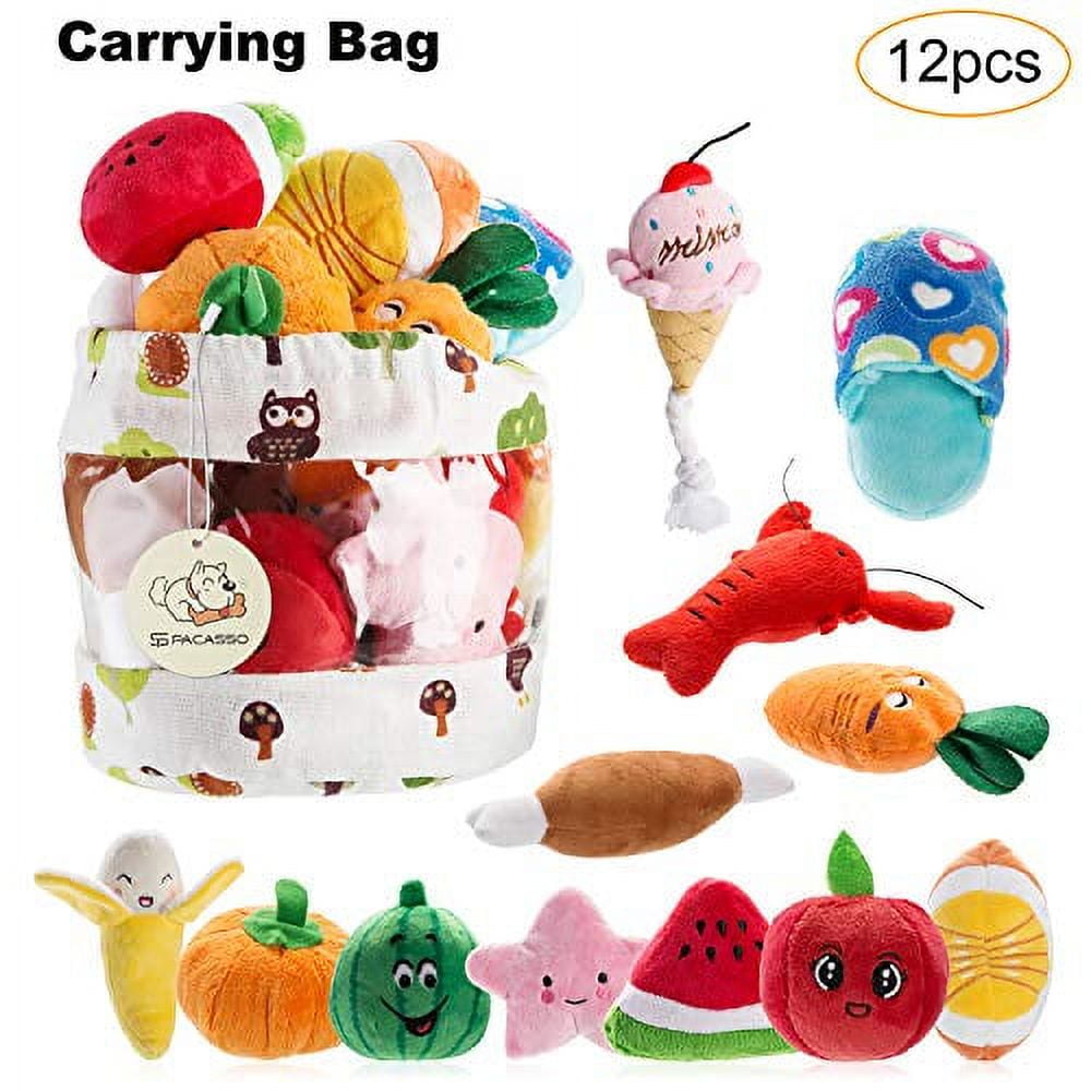 Nocciola 12-Pack Colorful Plush Squeaky Toys with Carry Bag