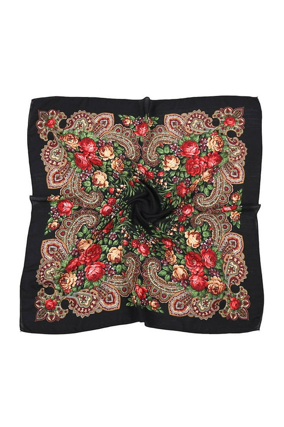 Scarf for Women Lady Muslim Flowers Printing Scarf Vintage Bandanas Hair Scarfs for Islam Folk-Custom Scarf Neckerchief Wrap Shawl Travel Neck Wrap Head Scarf Eone Size