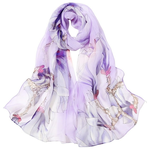Nochalofo Scarf for Women Scarfs for Lightweight Print Floral Pattern Scarf Shawl Fashion Scarves Sunscreen Shawls And Wraps for Spring Purpleone Size
