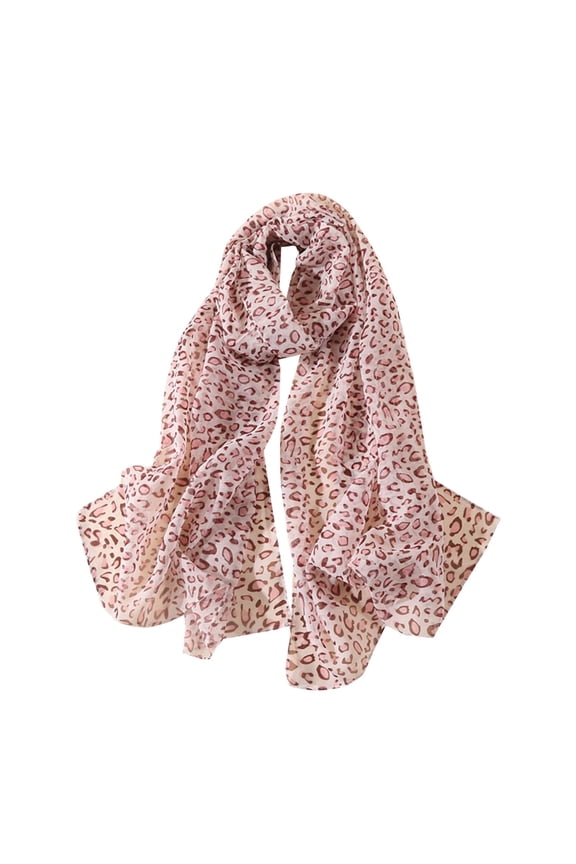 Scarf for Women Classic Leopard Print Chiffon Scarf Thin Shawl Pinkone Size