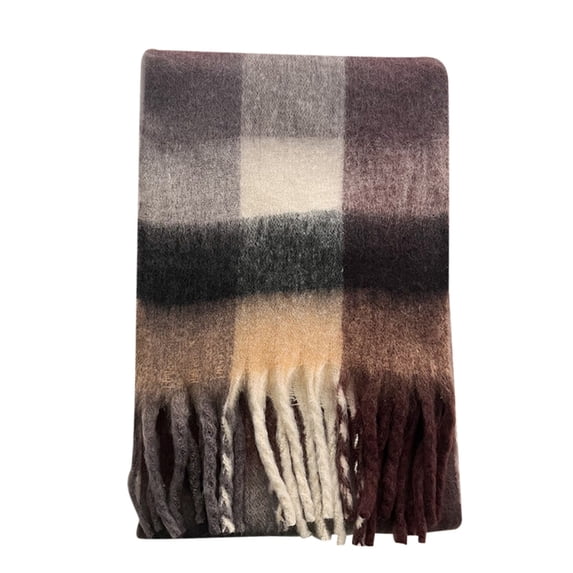 Nochalofo Scarf for Women Fall Winter Scarf Classic Tassel Plaid Scarf Warm Soft Chunky Large Blanket Wrap Shawl Scarves Bone Size