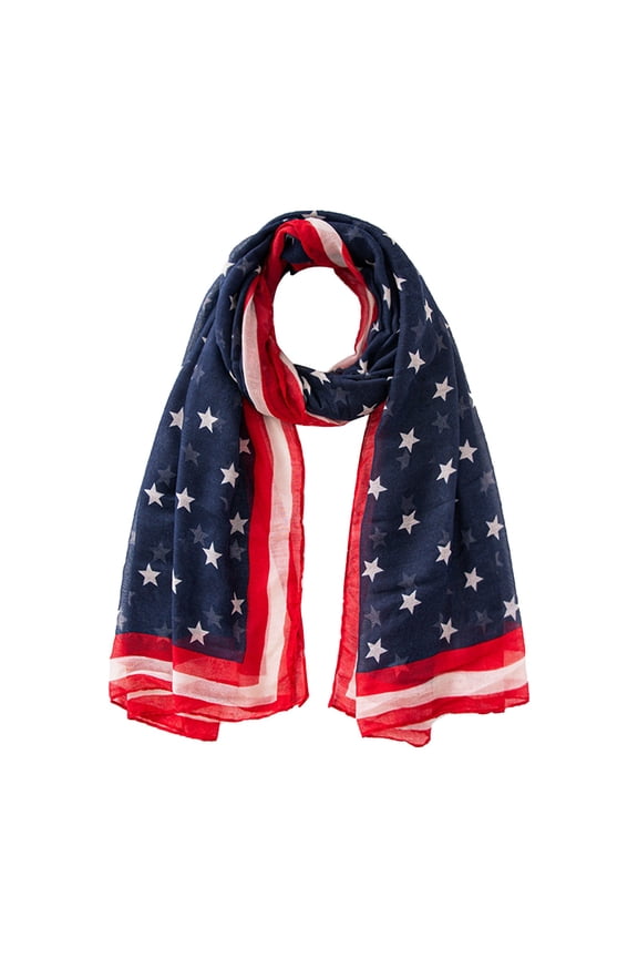 Scarf for Women Voile Usa Flag Scarf Americana Flag Shawl Patriotic Wrap for Men And Blueone Size
