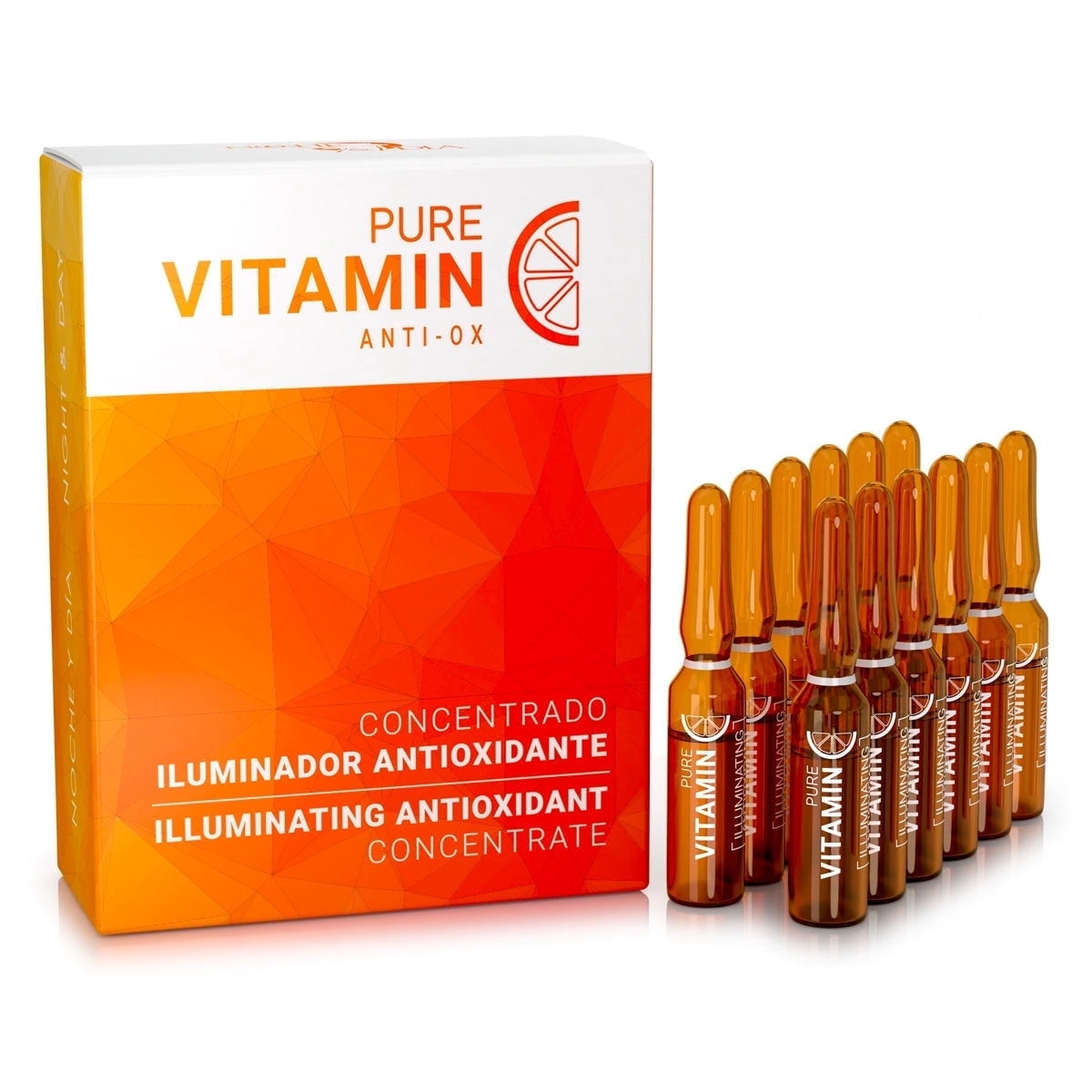 Noche Y Dia Vitamin C Ampoule Oil - Age-Defying Moisturizer Serum with Ascorbic Acid - Hydrates, Brightens, and Supports a Smooth, Even-Looking Complexion - 12 x 2mL (.07 fl oz)