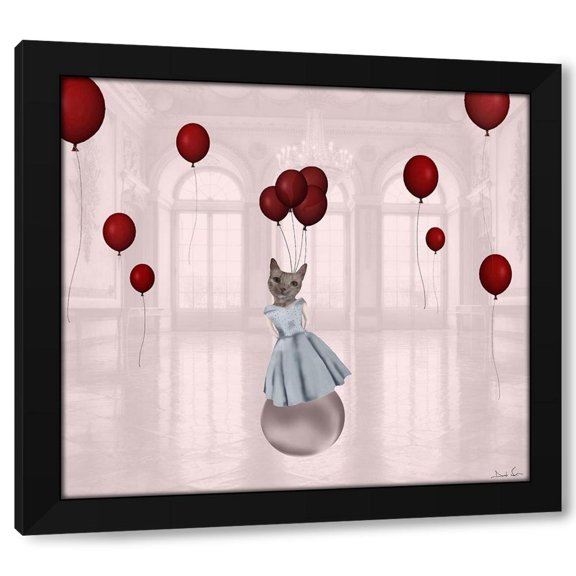 Daniela Nocito 13x12 Black Modern Wood Framed Wall Art Titled - Ball with Balloons