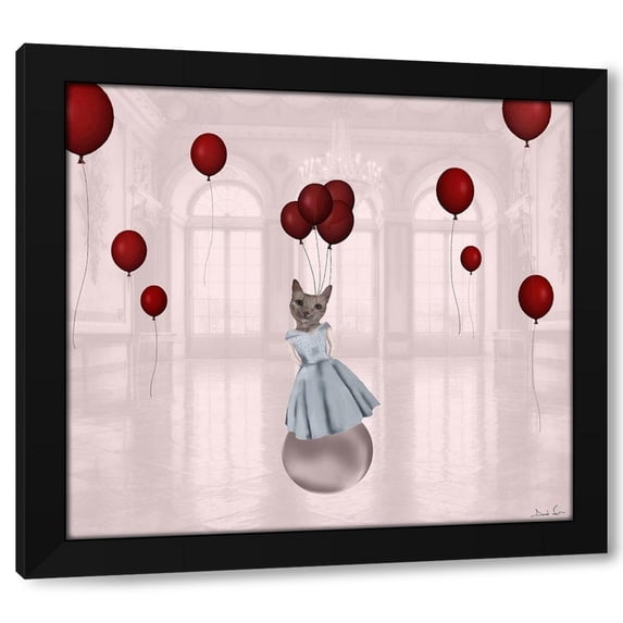 Daniela Nocito 13x12 Black Modern Wood Framed Wall Art Titled - Ball with Balloons