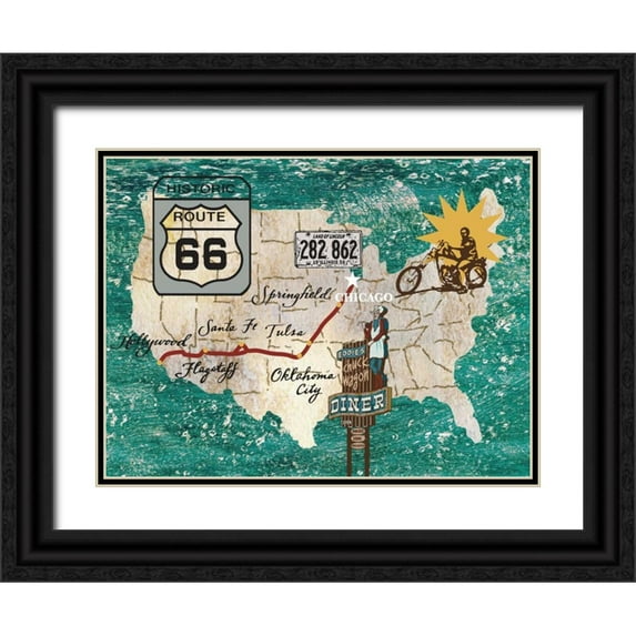 Nocito, James 24x19 Black Ornate Wood Framed with Double Matting Museum Art Print Titled - Retro Roadtrip II