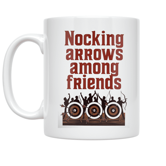 Nocking Arrows Among Friends - Archery Enthusiast - 11 oz Ceramic Coffee Mug