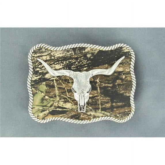 Nocona Mens Camo Longhorn Skull Rectangle Belt Buckle 37964